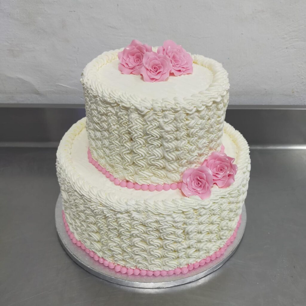 Tarta de Boda Flores Rosadas